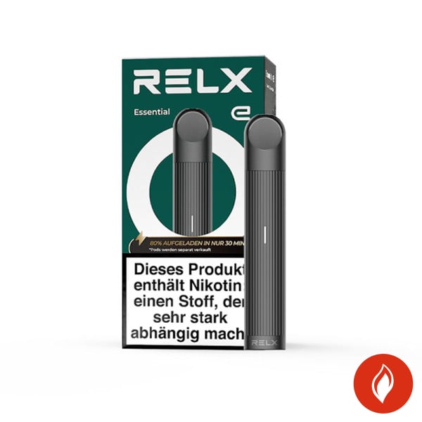 RELX Essential Black E-Zigarette mit Packung