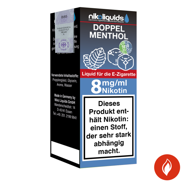 E-Liquid Nikoliquids Doppel Menthol 8 mg 50 Pg/50 Vg