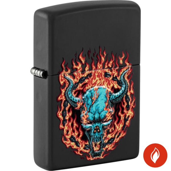 Zippo Schwarz Matt Burning Devil Feuerzeug