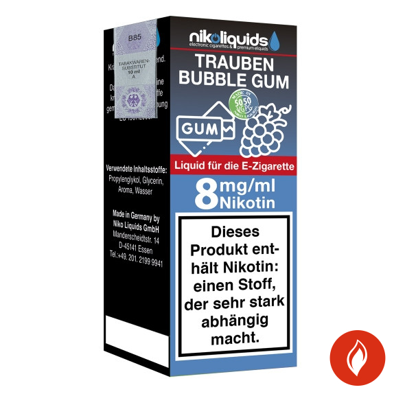 Nikoliquids Traube Bubble Gum 8mg Liquid Flasche