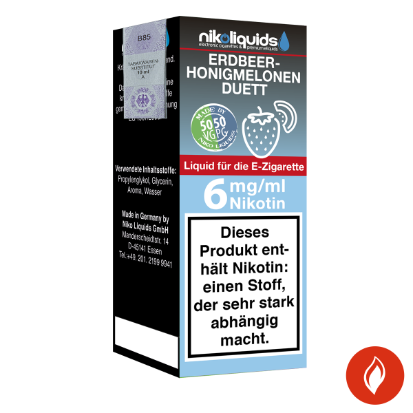 E-Liquid Nikoliquids Erdbeer-Honigmelonen Duett 6 mg 50 Pg 50 Vg