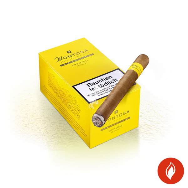 Montosa Amarillo Churchill Zigarren Kiste mit Zigarre
