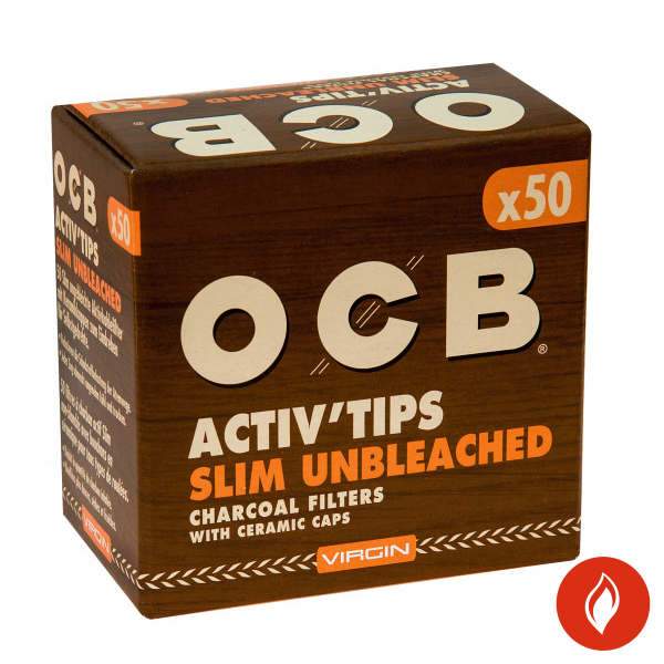 OCB Aktiv Tips Slim Unbleached Packung