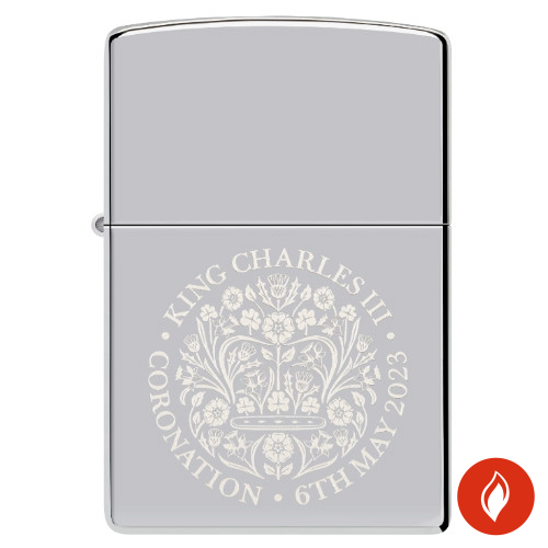 Zippo Chrom Poliert King Charles III Coronation 2023 Feuerzeug