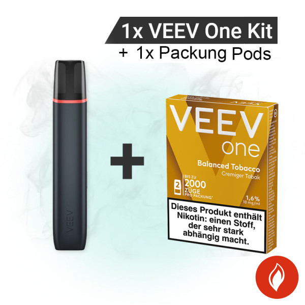 Veev One Device Kit & Pods Bundle Black Balanced Tobacco