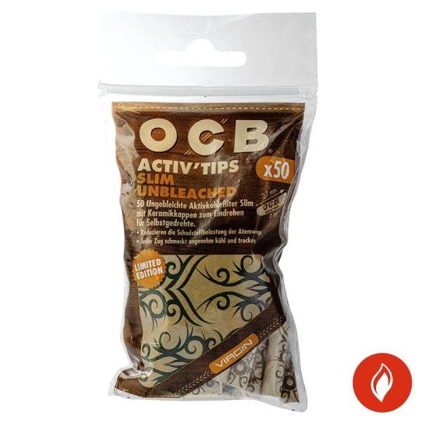 OCB Aktiv Tips Slim Unbleached Packung Limited Edition