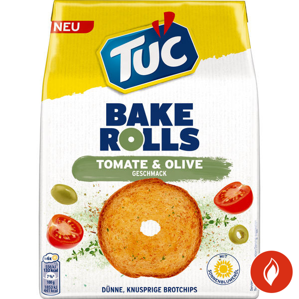 Tuc Bake Rolls Tomato Olive Brotchips Packung
