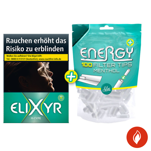 Elixyr Green Maxi Zigaretten + Energy Menthol Filter Tips