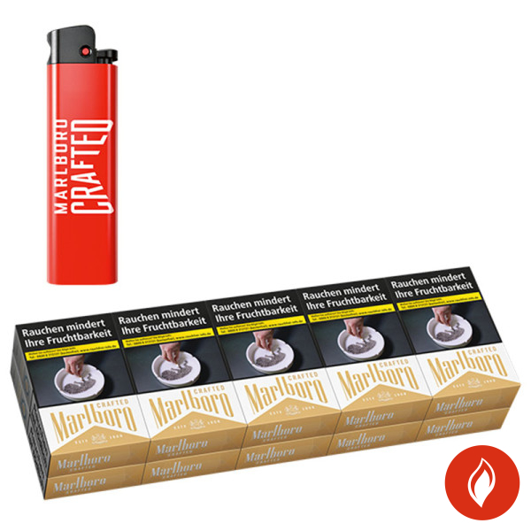 Marlboro Crafted Gold OP Zigaretten Stange + gratis Feuerzeug