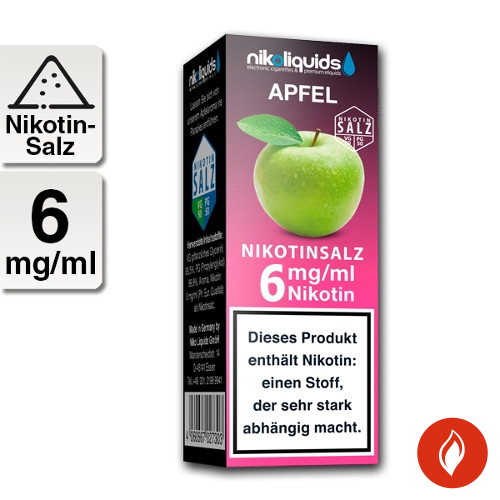 E-Liquid Nikotinsalz Nikoliquids Apfel 6 mg