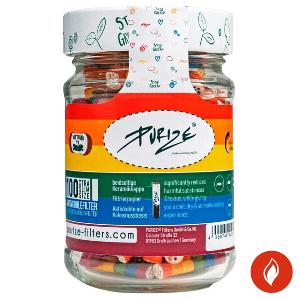 Purize Aktivkohlefilter Xtra Slim Size Glas Rainbow Front