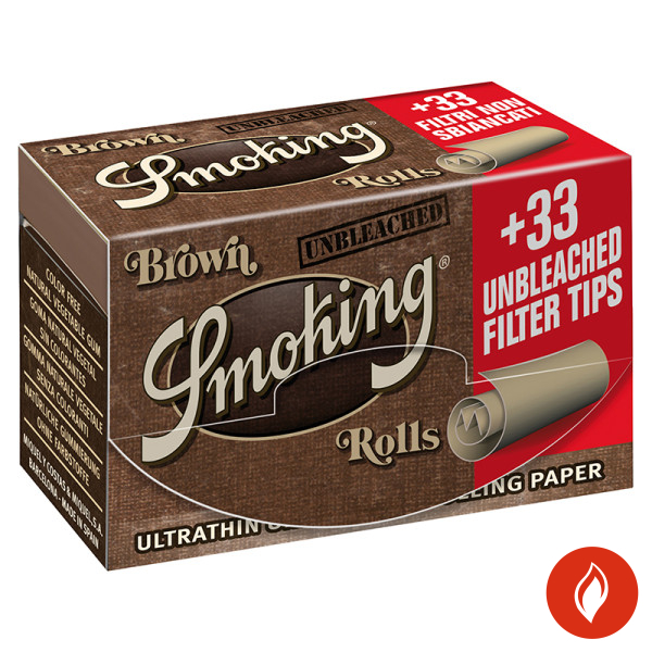 Smoking Brown Zigarettenpapier Roll + Tips