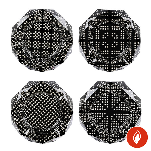 Atomic Glas Aschenbecher Black Diamant Muster