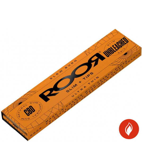 Roor Unbleached Slim + Tips Zigarettenpapier Packung