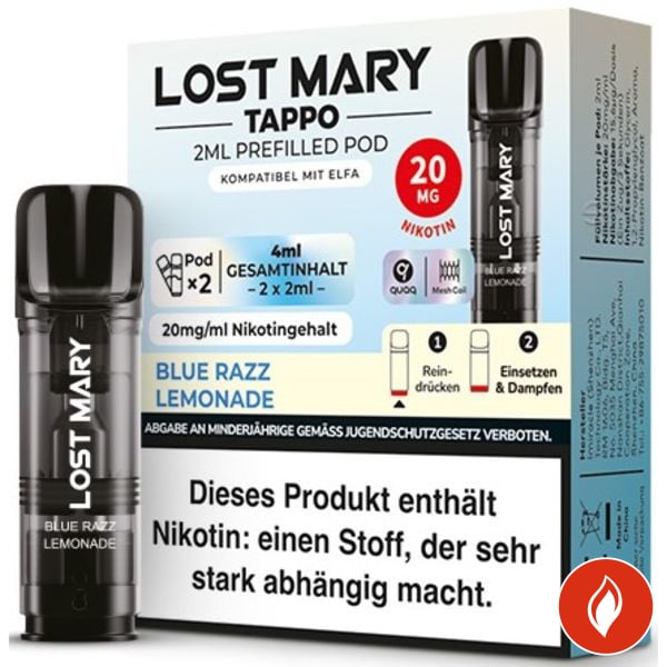 Lost Mary Tappo Blue Razz Lemonade 20mg Prefilled Pods