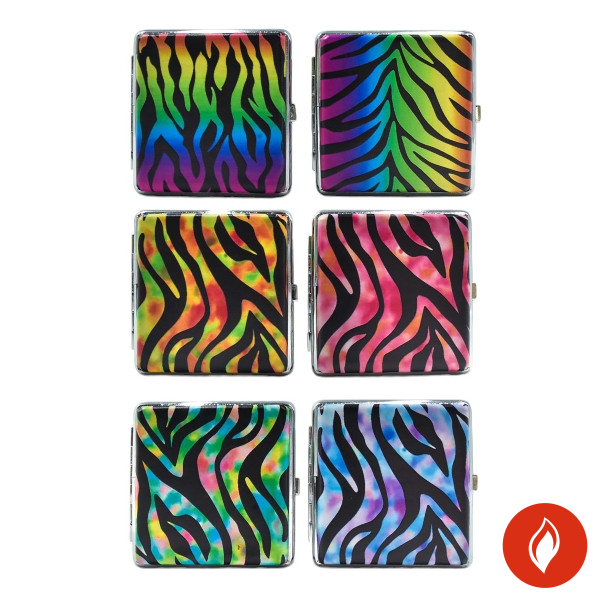 Atomic Fancy Zebra Kunstleder Metall Zigarettenetui Farbauswahl