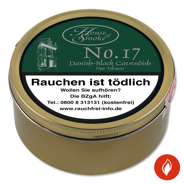 House of Smoke No 17 Danish Black Cavendish Pfeifentabak Dose Large