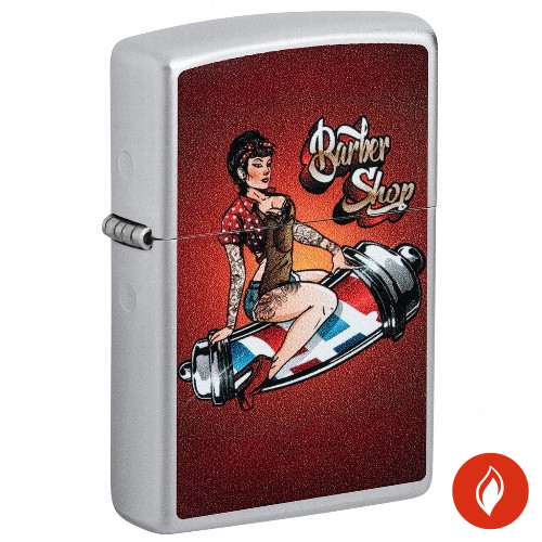 Zippo Satiniert Barber Shop Pin Up Feuerzeug