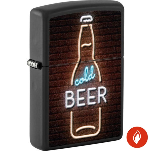 Zippo Schwarz Matt Beer Sign Feuerzeug