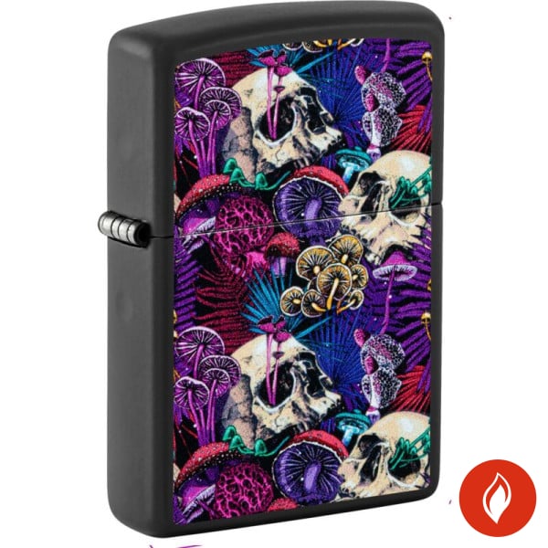 Zippo Schwarz Matt Pyschedelic Mushrooms Feuerzeug