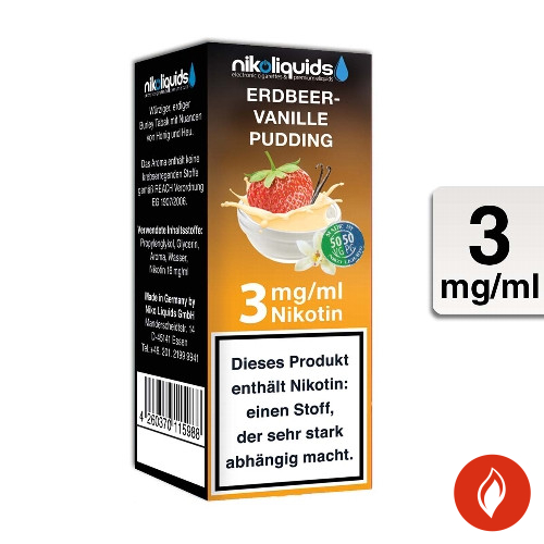 E-Liquid Nikoliquids Erdbeer-Vanillepudding 3 mg 50 Pg 50 Vg