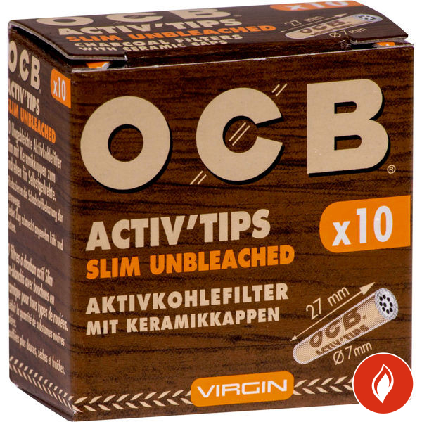 OCB Activ Tips Slim Unbleached Packung