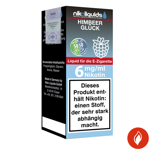 E-Liquid NIKOLIQUIDS Himbeerglück 6 mg 50/50