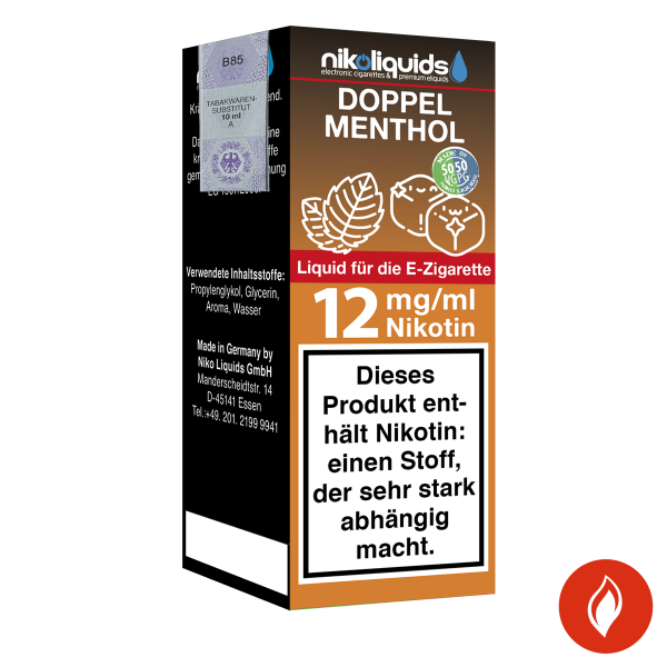 E-Liquid Nikoliquids Doppel Menthol 12 mg 50 Pg/50 Vg
