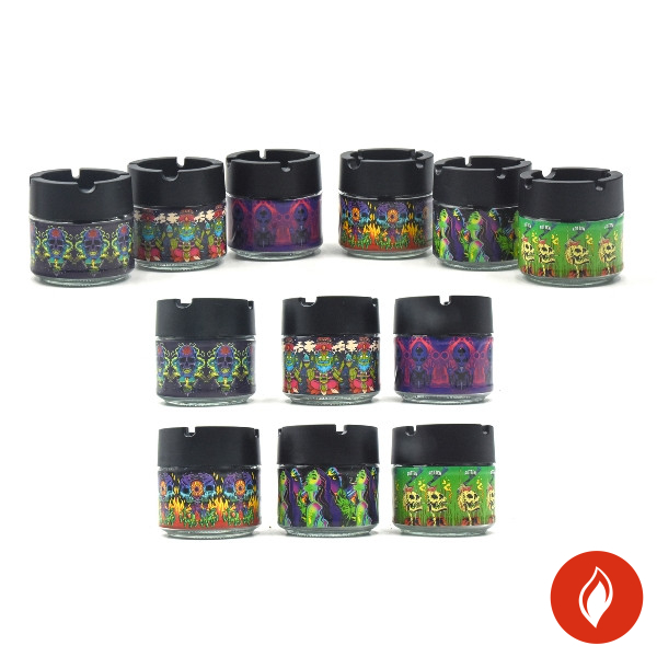 Atomic Glas Aschenbecher Schwarz mit Muster