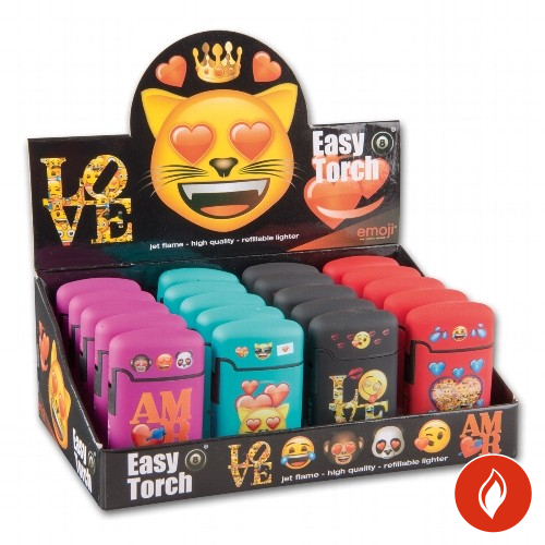Feuerzeug Jet V-Fire Easy Torch Emoji Love Steller