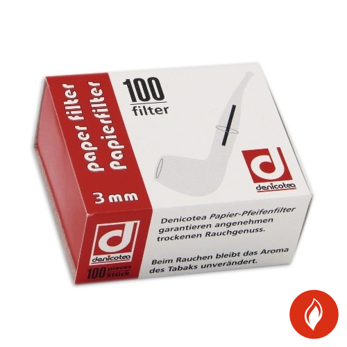 Denicotea Pfeifenfilter Filter 3mm 100 Stück Schachtel