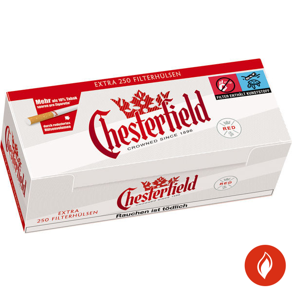 Chesterfield Filterhülsen Extra Red 250 Stück Packung