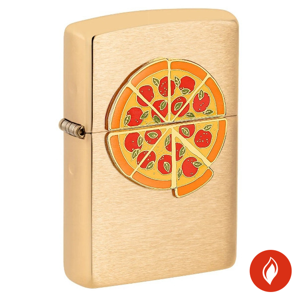 Zippo Messing gebürstet Pizza Logo