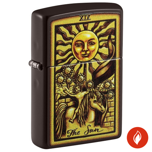 Zippo braun matt Tarot Card Sun Design