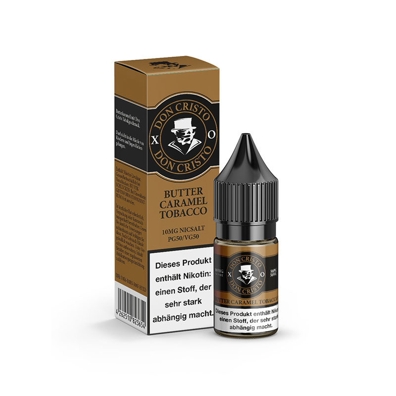 Don Cristo Butter Caramel Tobacco 10mg Nikotinsalz Liquid mit Packung