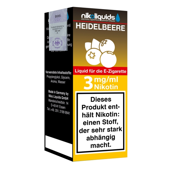 Nikoliquids Heidelbeere 3mg Liquid Flasche