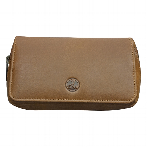 Rattrays 2er Pfeifentasche Leder Combo Whisky Braun Gold