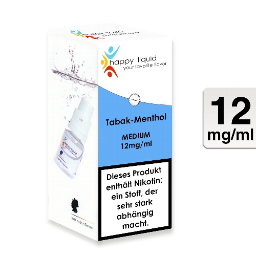 Happy Liquid Tabak Menthol 12mg Liquid Flasche