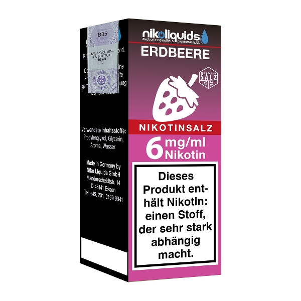 Nikoliquids Nikotinsalz Erdbeere 6mg Liquid Flasche