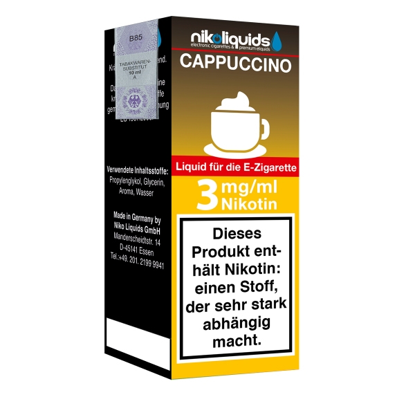 Nikoliquids Cappuccino 3mg Liquid Flasche