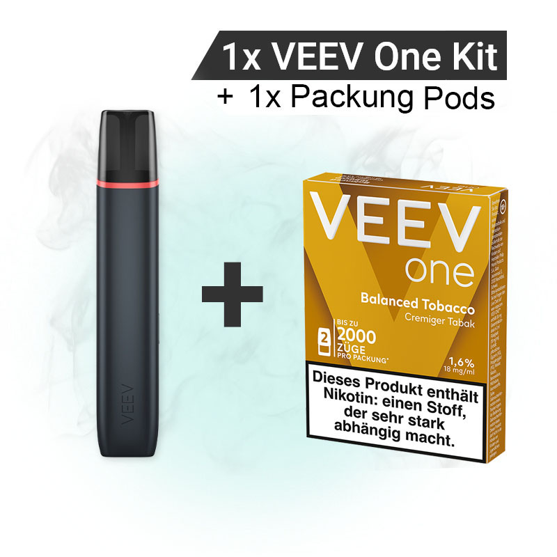 Veev One Device Kit & Pods Bundle Black Balanced Tobacco