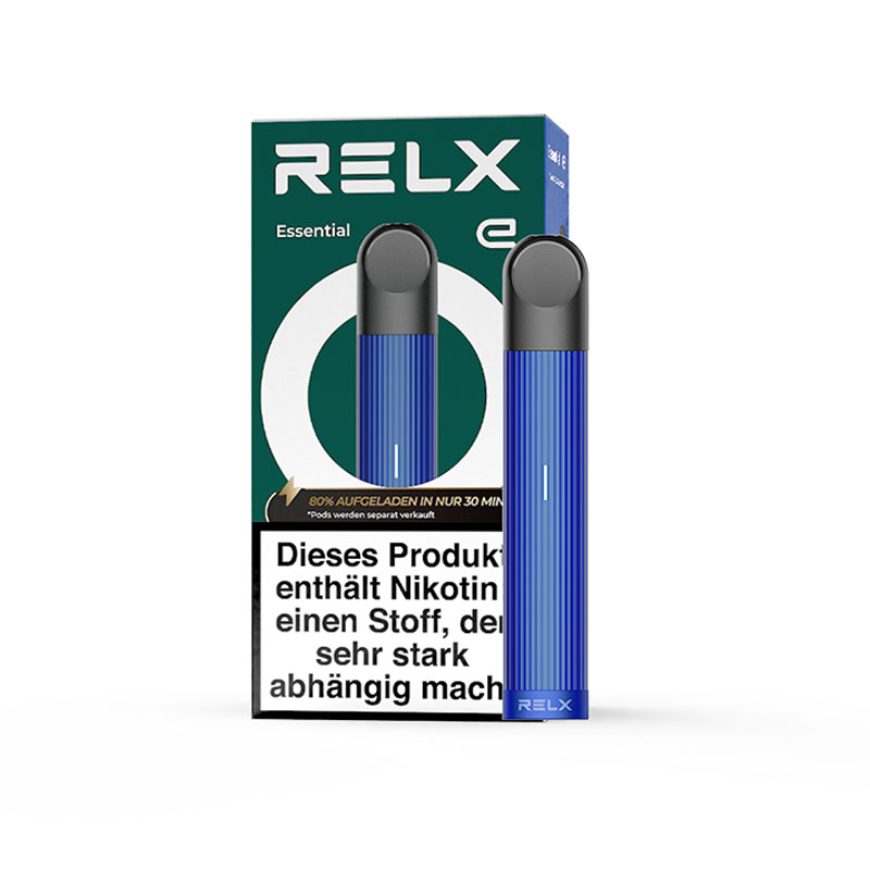 RELX Essential Blue E-Zigarette mit Packung