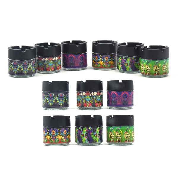 Atomic Glas Aschenbecher Schwarz mit Muster