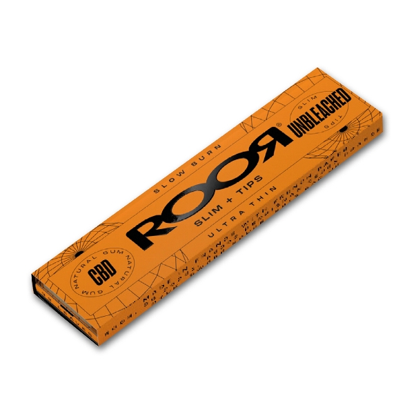 Roor Unbleached Slim + Tips Zigarettenpapier Packung