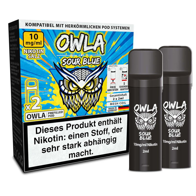 Owla Sour Blue 10mg Prefilled Pods Packung