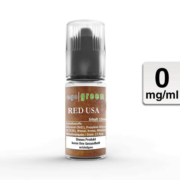 E-Liquid EGO GREEN Red USA Tobacco 0 mg