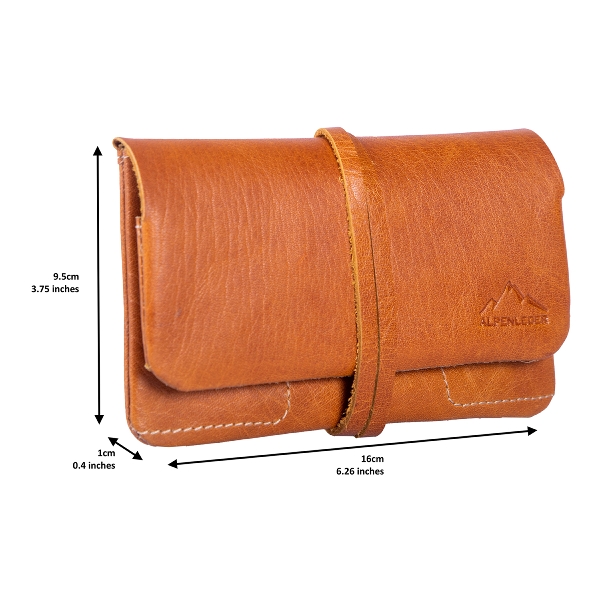 Feinschnitt-Tasche Alpenleder Leder cognac Maße