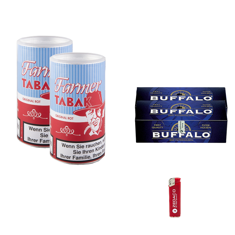 Farmer Pfeifentabak Red Dose Aktion Small Buffalo Hülsen