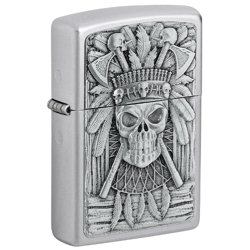 Zippo satiniert Indian Skull