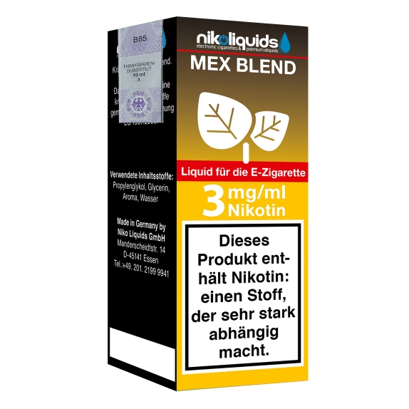 Nikoliquids Mex Blend 3mg Liquid Flasche